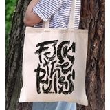 BK Gift Fcuk Tasarımlı Kanvas Bez Çanta, Baskılı Omuz Çantası, Alışveriş Çantası, Plaj Çantası, Arkadaşa Hediye-12