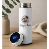 Bk Gift Fotoğraflı Baba Tasarımlı Filtreli Dijital Göstergeli Beyaz Çelik Termos-1