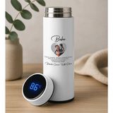 Bk Gift Fotoğraflı Baba Tasarımlı Filtreli Dijital Göstergeli Beyaz Çelik Termos-7