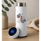 Bk Gift Fotoğraflı Filtreli Dijital Göstergeli Beyaz Çelik Termos-2