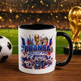 Bk Gift Fransa Taraftar Temalı Dünya Futbol Kupası Tasarımlı Siyah Kupa Bardak - 1 Adet