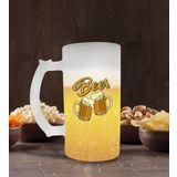 BK Gift Fresh Beer Tasarımlı Buzlu Cam Bira Bardağı 50cl-1