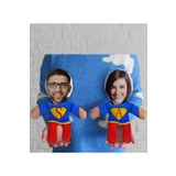 Bk Gift Gift Kişiye Özel Fotoğraflı Pelerinli Süper Kahraman Çift 2’li Bebek Yastık