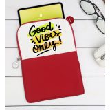 BK Gift Good Vibes Only Tasarımlı Taşınabilir Koruyucu Tablet Kılıfı & Organizer Çanta - Kırmızı-1