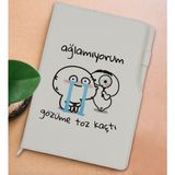 Bk Gift Gözüme Toz Kaçtı Tasarımlı Beyaz Termo Deri Not Defteri 15X21CM-1 - Renkli