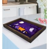 BK Gift Halloween Tasarımlı Doğal Ahşap Tepsi-2