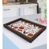 BK Gift Halloween Tasarımlı Doğal Ahşap Tepsi-3
