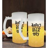BK Gift Happy Beer Day Tasarımlı 2’li Buzlu Cam Bira Bardağı 50cl-1