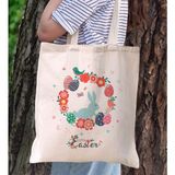 Bk Gift Happy Easter Tasarımlı Kanvas Bez Çanta, Baskılı Omuz Çantası, Alışveriş Çantası, Plaj Çantası, Arkadaşa Hediye-12
