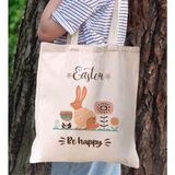 Bk Gift Happy Easter Tasarımlı Kanvas Bez Çanta, Baskılı Omuz Çantası, Alışveriş Çantası, Plaj Çantası, Arkadaşa Hediye-4