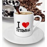 Bk Gift I Love Istanbul Tasarımlı Türk Kahvesi Fincanı - Model 1 - Beyaz