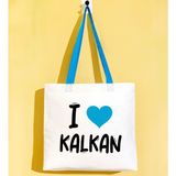 Bk Gift I Love Kalkan Turkuaz Renkli Kulp Gabardin Bez Çanta 40X35CM, Baskılı Omuz Çantası, Alışveriş Çantası, Plaj Çantası - 40 x 35 cm