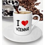 Bk Gift I Love Vienna Tasarımlı Türk Kahvesi Fincanı - Model 1 - Beyaz