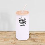BK Gift İsimli Dad Tasarımlı Beyaz Renk Pipetli Buzlu Cam Bardak 600ml - 6, Babaya Hediye, Doğum Günü Hediyesi