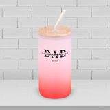 BK Gift İsimli Dad Tasarımlı Kırmızı Renk Pipetli Buzlu Cam Bardak 600ml - 1, Babaya Hediye, Doğum Günü Hediyesi