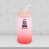 BK Gift İsimli Dad Tasarımlı Kırmızı Renk Pipetli Buzlu Cam Bardak 600ml - 4, Babaya Hediye, Doğum Günü Hediyesi