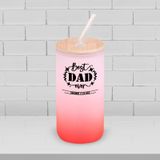 BK Gift İsimli Dad Tasarımlı Kırmızı Renk Pipetli Buzlu Cam Bardak 600ml - 9, Babaya Hediye, Doğum Günü Hediyesi