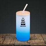 BK Gift İsimli Dad Tasarımlı Mavi Renk Pipetli Buzlu Cam Bardak 600ml - 4, Babaya Hediye, Doğum Günü Hediyesi