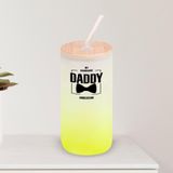 BK Gift İsimli Dad Tasarımlı Sarı Renk Pipetli Buzlu Cam Bardak 600ml - 2, Babaya Hediye, Doğum Günü Hediyesi