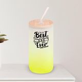 BK Gift İsimli Dad Tasarımlı Sarı Renk Pipetli Buzlu Cam Bardak 600ml - 5, Babaya Hediye, Doğum Günü Hediyesi