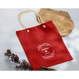Bk Gift Isimli Tarihli Kırmızı Halat Saplı Kumaş Bez Çanta - 3 Baskılı Omuz Çantası