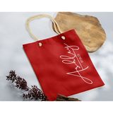 Bk Gift Isimli Tarihli Kırmızı Halat Saplı Kumaş Bez Çanta - 5 Baskılı Omuz Çantası