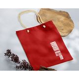 Bk Gift Isimli Tarihli Kırmızı Halat Saplı Kumaş Bez Çanta - 7 Baskılı Omuz Çantası