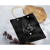 Bk Gift Isimli Tarihli Siyah Halat Saplı Kumaş Bez Çanta - 1 Baskılı Omuz Çantası