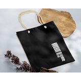 Bk Gift Isimli Tarihli Siyah Halat Saplı Kumaş Bez Çanta - 7 Baskılı Omuz Çantası