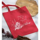 Bk Gift Istanbul Tasarımlı-2 Kırmızı Kumaş Bez Çanta Baskılı Omuz Çantası