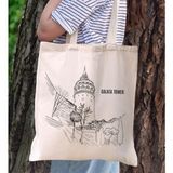 Bk Gift Istanbul Tasarımlı Kanvas Bez Çanta, Baskılı Omuz Çantası, Alışveriş Çantası, Plaj Çantası, Arkadaşa Hediye-10 - Desenli