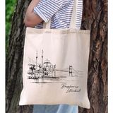 Bk Gift Istanbul Tasarımlı Kanvas Bez Çanta, Baskılı Omuz Çantası, Alışveriş Çantası, Plaj Çantası, Arkadaşa Hediye-6 - Desenli