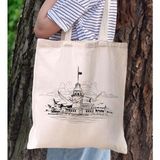 Bk Gift Istanbul Tasarımlı Kanvas Bez Çanta, Baskılı Omuz Çantası, Alışveriş Çantası, Plaj Çantası, Arkadaşa Hediye-7 - Desenli
