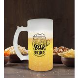 BK Gift It's Always Beer O'Clock Tasarımlı Buzlu Cam Bira Bardağı 50cl-1