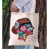 BK Gift Kadınlar Günü Tasarımlı Kanvas Bez Çanta, Baskılı Omuz Çantası, Alışveriş Çantası, Plaj Çantası, Arkadaşa Hediye-4