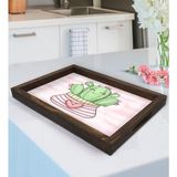 Bk Gift Kaktüs Tasarımlı Doğal Ahşap Tepsi-1 - Renk