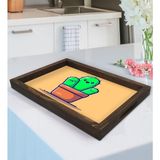 Bk Gift Kaktüs Tasarımlı Doğal Ahşap Tepsi-5 - Renk