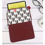BK Gift Kalpler Tasarımlı Taşınabilir Koruyucu Tablet Kılıfı & Organizer Çanta - Bordo-1