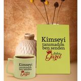 BK Gift Kimseyi Görmedim Ben Tasarımlı Sarı Sert Kapaklı Defter ve Middle Kupa Seti-4