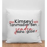 Bk Gift Kimseyi Tanımadım Ben Tasarımlı Beyaz Kırlent Yastık, Arkadaşa , Ev Dekorasyonu, Ev -2