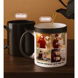 Bk Gift Kişiye Özel 4 Fotoğraflı Kolaj Tasarımlı ve Mesaj Yazılabilir Sihirli Kupa Bardak, Arkadaşa Hediye, Sevgiliye Hediye - Renk - Renkli
