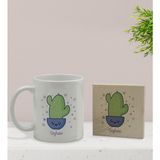 BK Gift Kişiye Özel - 4 Kaktüs Tasarımlı Beyaz Kupa Bardak