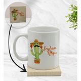 BK Gift Kişiye Özel - 7 Kaktüs Tasarımlı Beyaz Kupa Bardak