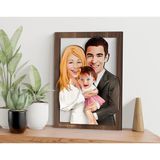 Bk Gift Kişiye Özel Aile Karikatürlü 3D Ahşap Tablo-3, Aileye Hediye, Babaya Hediye, Anneye Hediye