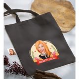Bk Gift Kişiye Özel Anneler Günü Karikatürlü Antrasit Kumaş Bez Çanta, Baskılı Omuz Çantası, Alışveriş Çantası, Anneye Hediye-6