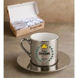 Bk Gift Kişiye Özel Anneler Günü Tasarımlı Porselen Metalik Gümüş Kahve Fincanı 6 'lı Set-1, Anneye Hediye, Anneler Günü Hediyesi - Renk - Renkli