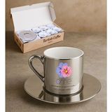Bk Gift Kişiye Özel Anneler Günü Tasarımlı Porselen Metalik Gümüş Kahve Fincanı 6 'lı Set-2, Anneye Hediye, Anneler Günü Hediyesi - Renk - Renkli