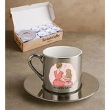 Bk Gift Kişiye Özel Anneler Günü Tasarımlı Porselen Metalik Gümüş Kahve Fincanı 6 'lı Set-5, Anneye Hediye, Anneler Günü Hediyesi - Renk - Renkli