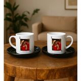Bk Gift Kişiye Özel Aşkımızın Ası Fotoğraflı Iskambil Tasarımlı 2'li Siyah Tabaklı Türk Kahvesi Fincan Takımı-4, Sevgiliye Hediye, Arkadaşa Hediye, Eşe Hediye