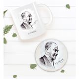 Bk Gift Kişiye Özel Atatürk Temalı Beyaz Kupa Bardak Ve Yuvarlak Ahşap Bardak Altlığı Hediye Seti -10